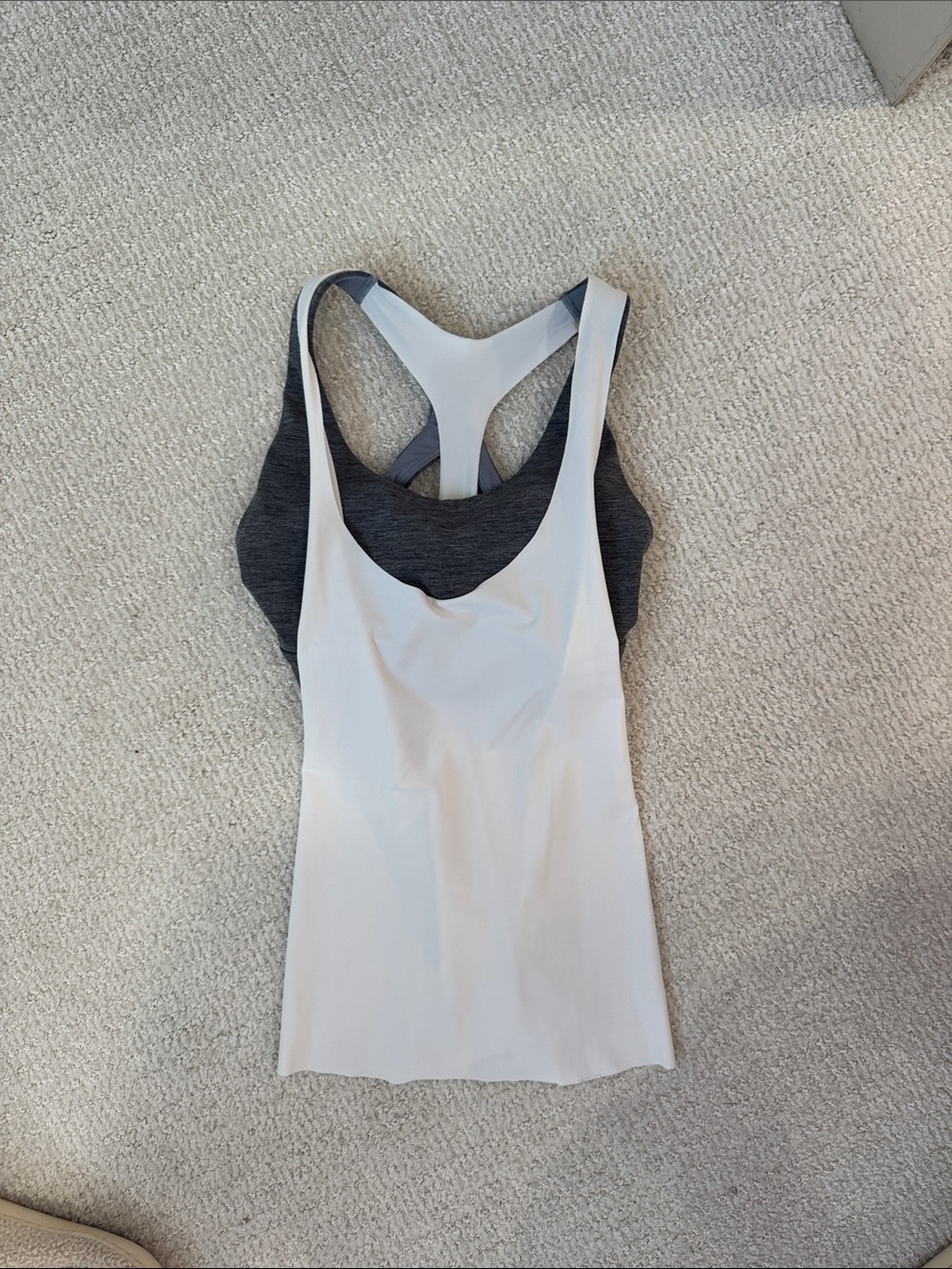 Athleta White Tank Top with Gray Built-in Sports Bra Size XS